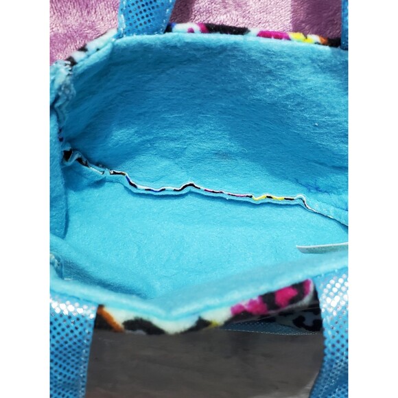 RARE Homerbest Blue Leopard Print Purse Tote Plush 7" x 3" x 4" - Picture 4 of 5